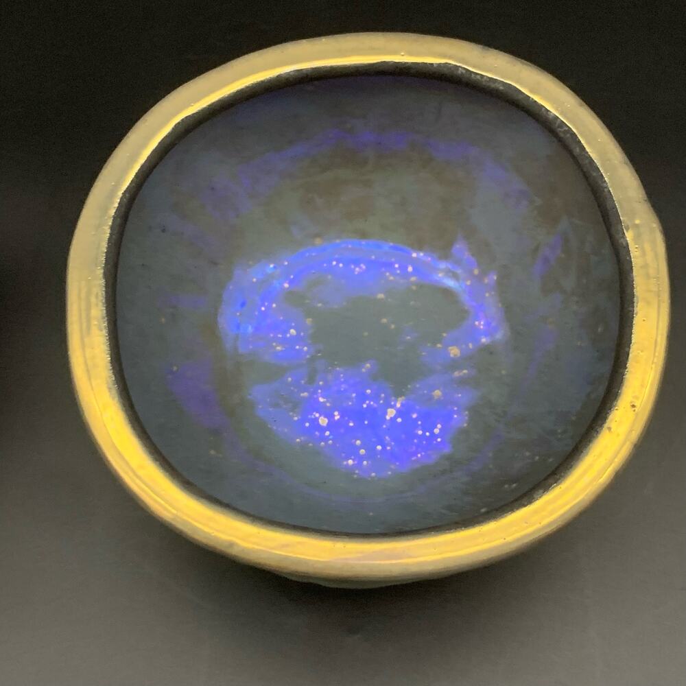 Candone Wharton Raku Pottery Basketweave & Glaze Vessel Bowl SIGNED with Lid - Picture 7 of 16